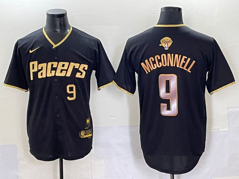 Men 2025 Indiana Pacers #9 Mcconnell Black Joint Name NBA Jersey style 25